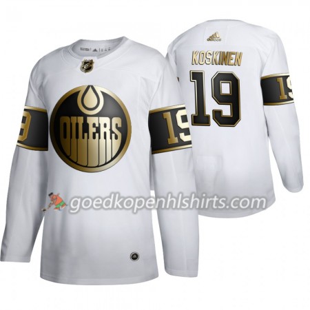 Edmonton Oilers Mikko Koskinen 19 Adidas 2019-2020 Golden Edition Wit Authentic Shirt - Mannen